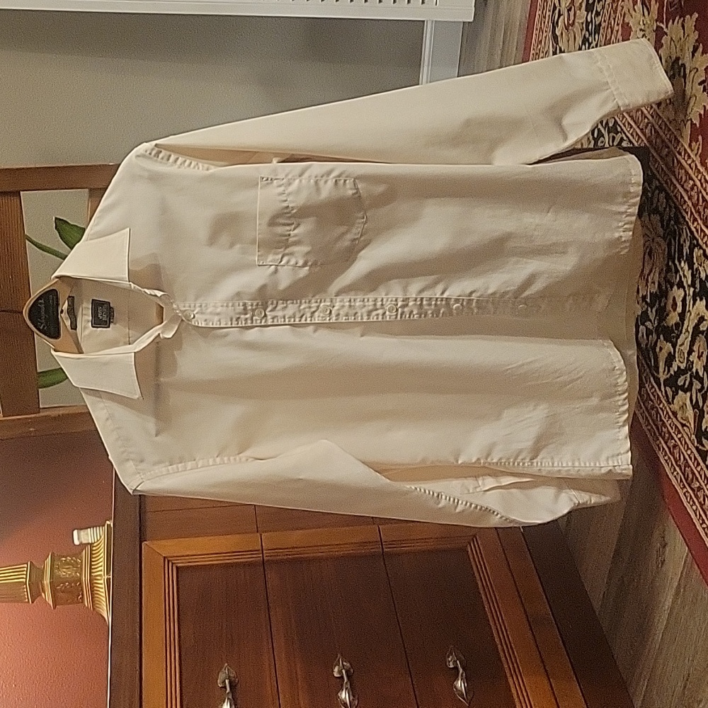 John Henry vintage men's cream dress shirt